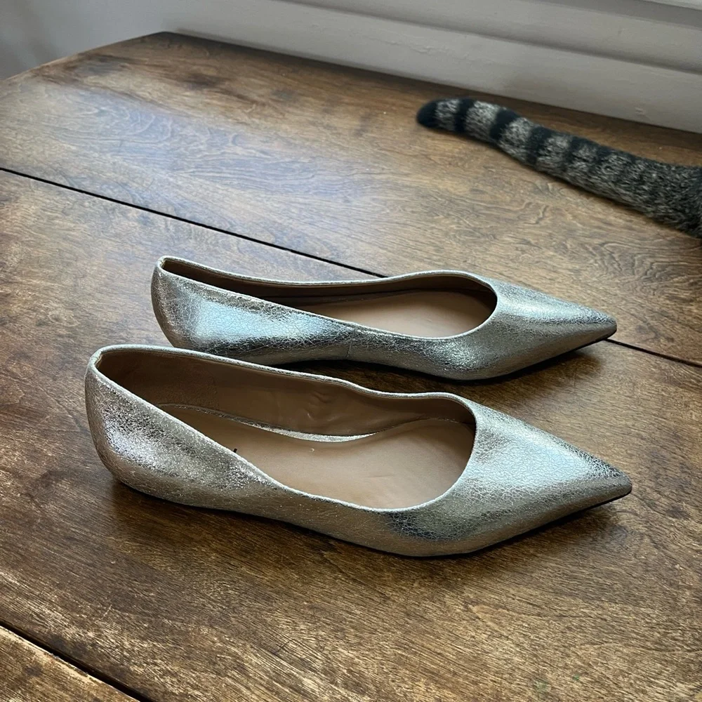 Silver Pointed Flats - Picture 5 of 11